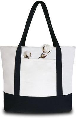 Van katoenen de Damescanvas Leeg Tote Bag With Pocket Canvastote shoulder bags boat bag