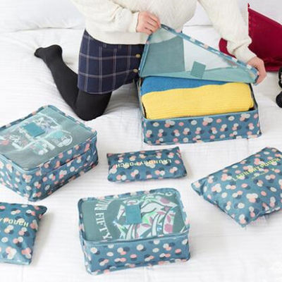 Kwaliteit  6 Pieces Polyester Travel Bag Set Clothing Shoes Cosmetic Luggage Organizer Set fabriek