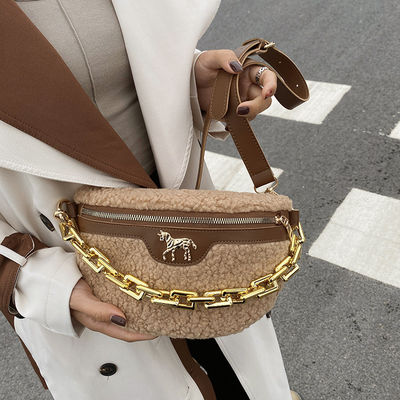 Vrouwen van het de Wol van de de Wachttijdzak van de Pluizige Bont van pluchelammeren van de de Manierstof de Kleine van de de Winter Vrouwelijke Zak Ontwerper Handbags