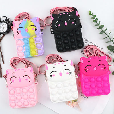 Friemel van de Portefeuilledames van Toy Rainbow Unicorn Coin Purse van Duwbellen het Kiezelzuurkruis - lichaamszak