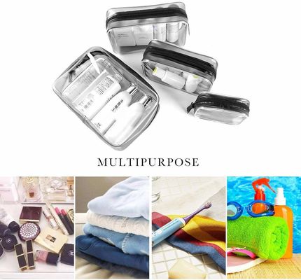 De duidelijke Kosmetische Toiletry van Zak Waterdichte pvc Zippered Organisator Bag Set van Carry Pouch Portable Makeup Bag voor Reis