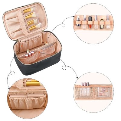 Maken dames draagbare cosmeticbags de reis kosmetische zak van de dubbel-laagritssluiting met handvat waterdicht
