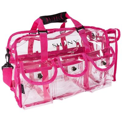 Roze Duidelijke pvc-Make-upzak - de Grote Kunstenaar Rectangular Tote van de Grootte Professionele Make-up met Riem