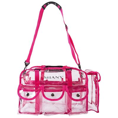 Roze Duidelijke pvc-Make-upzak - de Grote Kunstenaar Rectangular Tote van de Grootte Professionele Make-up met Riem