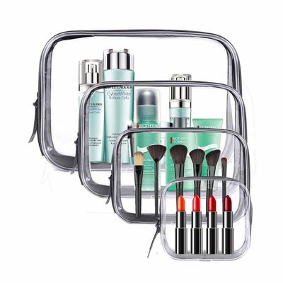 De duidelijke Kosmetische Zak, 4 PCs maakt Toiletry van pvc Zippered de Organisator Bag Set van Carry Pouch Portable Makeup Bag waterdicht