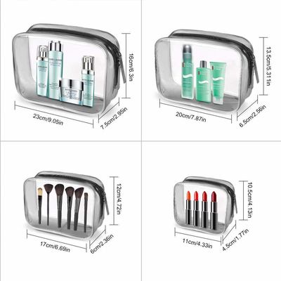 De duidelijke Kosmetische Zak, 4 PCs maakt Toiletry van pvc Zippered de Organisator Bag Set van Carry Pouch Portable Makeup Bag waterdicht