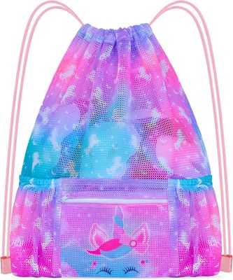 Mesh Drawstring Backpack Bag met het Strandzak van de Ritssluitingszak voor de Zwemmende Zak van de de Gymnastiekopslag van de Toestelrugzak voor Jonge geitjes