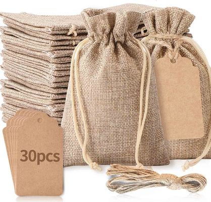 3 de Zakken van &quot; x 4“ met Drawstring, de Zak van het Linnenzakken van de Huwelijksjute, de Jutezakken van Juwelenzakken