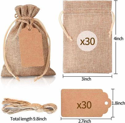 3 de Zakken van &quot; x 4“ met Drawstring, de Zak van het Linnenzakken van de Huwelijksjute, de Jutezakken van Juwelenzakken