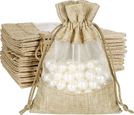 Lichtgewicht Duurzame van de de Giftzak van Drawstring van Jute Zuivere Zakken de Juwelenzakken voor de Partijgunst van het Suikergoedhuwelijk