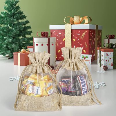 Lichtgewicht Duurzame van de de Giftzak van Drawstring van Jute Zuivere Zakken de Juwelenzakken voor de Partijgunst van het Suikergoedhuwelijk