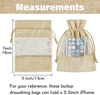 Lichtgewicht Duurzame van de de Giftzak van Drawstring van Jute Zuivere Zakken de Juwelenzakken voor de Partijgunst van het Suikergoedhuwelijk