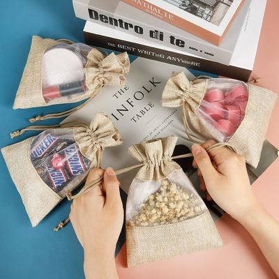 Lichtgewicht Duurzame van de de Giftzak van Drawstring van Jute Zuivere Zakken de Juwelenzakken voor de Partijgunst van het Suikergoedhuwelijk