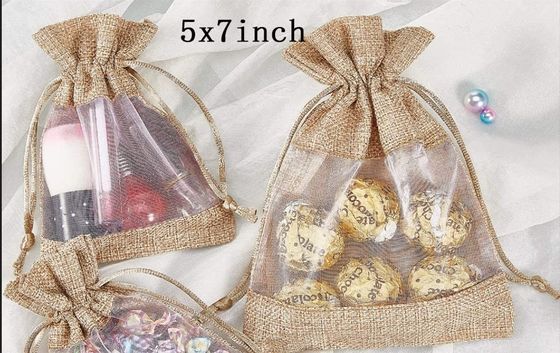 Van de de Zakjute van Organza van de jute de Zuivere Zak Zakken van de de Zakkengift met Drawstring, voor de Gunsten Kosmetische Steekproeven Mesh Pouch van de Huwelijkspartij