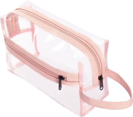 De roze Duidelijke Toiletry Zak voor Vrouwen, reist Waterdichte Kosmetische Make-uporganisator Bag voor Shampoo, Toiletries Toebehoren