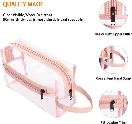 De roze Duidelijke Toiletry Zak voor Vrouwen, reist Waterdichte Kosmetische Make-uporganisator Bag voor Shampoo, Toiletries Toebehoren