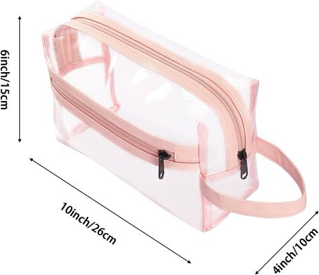 De roze Duidelijke Toiletry Zak voor Vrouwen, reist Waterdichte Kosmetische Make-uporganisator Bag voor Shampoo, Toiletries Toebehoren
