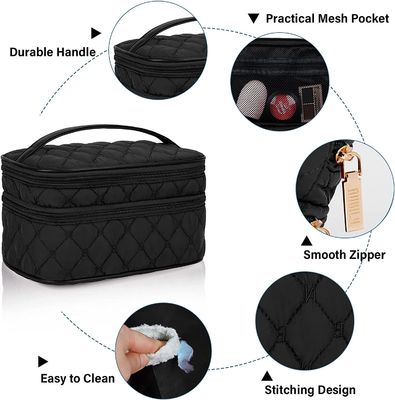 Kosmetische Zak van de make-up maakt de Draagbare Reis met Toiletry van de Handvat Grote Dubbele Laag Zak 2Pcs maakt omhoog Zak voor Vrouwen waterdicht
