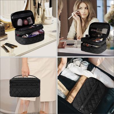 Kosmetische Zak van de make-up maakt de Draagbare Reis met Toiletry van de Handvat Grote Dubbele Laag Zak 2Pcs maakt omhoog Zak voor Vrouwen waterdicht