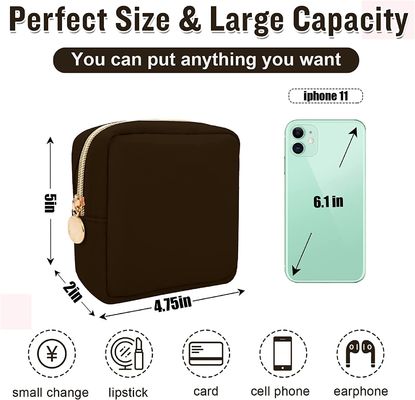 Nylon Mini Makeup Bag voor Beurs, Preppy Kleine Leuke Beurs van de de Ritssluitingszak van de Make-upzak Kosmetische, de Waterdichte Zak van het Reismuntstuk
