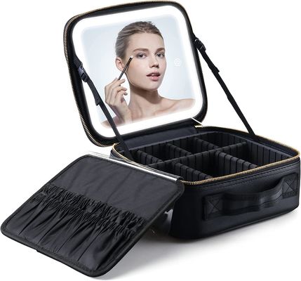 Het Geval van de reismake-up met Aangestoken Spiegel 3 Kleur die, Moederdaggift, het Kosmetische Geval van de Make-uptrein met Regelbaar plaatsen