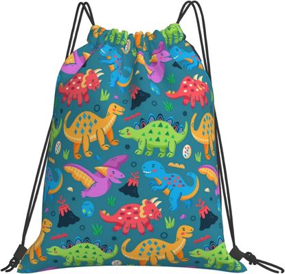 De Zakken van Drawstring van de Drawstringsrugzak voor van de Jongenstienerjaren van Jonge geitjesmeisjes van de de Gymnastiekdans het Koordzakken hopen Waterdichte Dinosaurus op