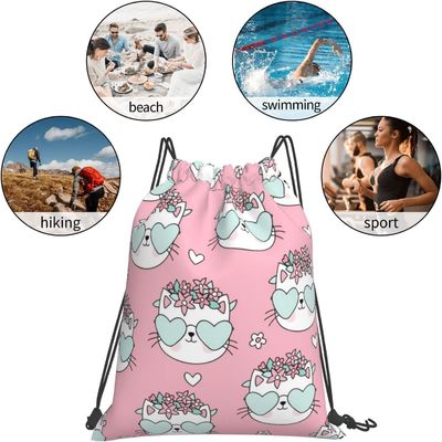De lichtgewichtdrawstring-Zakken van Rugzakdrawstring voor van de Jongenstienerjaren van Jonge geitjesmeisjes van de de Gymnastiekdans het Koordzakken hopen Waterdichte Kat op