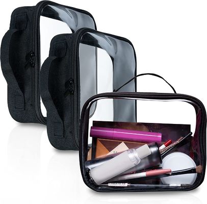 Duidelijke Make-upzakken met Ritssluiting 3pcs in Zwarte, 6,5 x 8,3 duim - de Kwart gallongrootte, TSA keurde Toiletry Zak goed