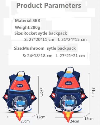 Van de de Kinderenrugzak van Rocket Shape SBR van het het Neopreenonderwijs 3D Zak 31 * 24 * 15 Cm
