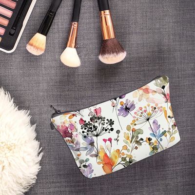 De zachte de Reiszakken van de Make-upzak voor Toiletries maken Wilde Grassenbloemen waterdicht