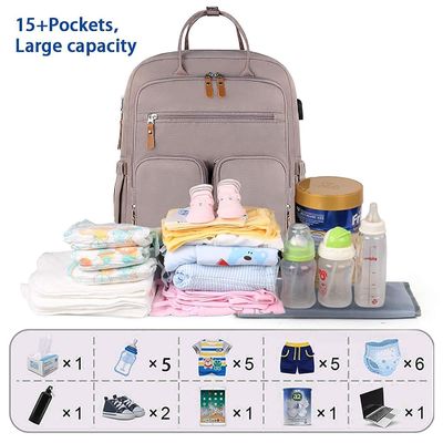 Stijlvolle mama tas met UBS mond waterdicht stof Comfort schouderband binnenste zak baby fles isolatielaag