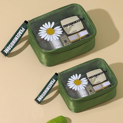 Daisy Transparante Cosmetische PVC Waterdichte Reis Make-up Tas Groen Voor Dames Heren