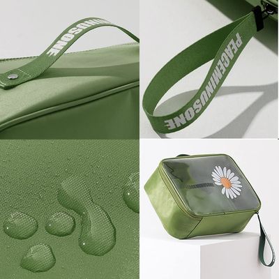 Daisy Transparante Cosmetische PVC Waterdichte Reis Make-up Tas Groen Voor Dames Heren