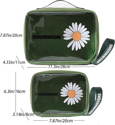 Daisy Transparante Cosmetische PVC Waterdichte Reis Make-up Tas Groen Voor Dames Heren