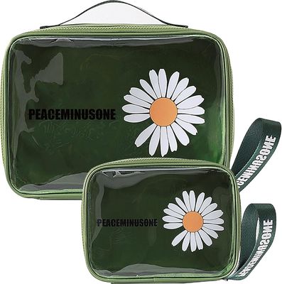 Daisy Transparante Cosmetische PVC Waterdichte Reis Make-up Tas Groen Voor Dames Heren