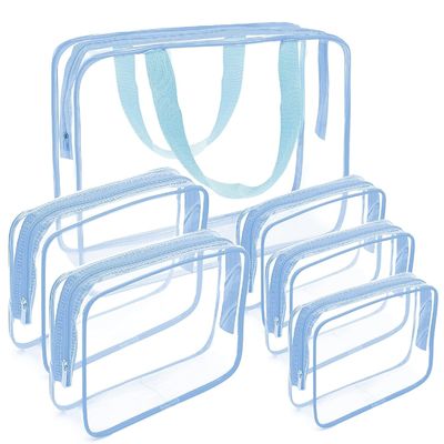 Doorzichtige cosmetische make-up zakken Set Doorzichtige PVC met Zipper Handle Draagbare Reizen